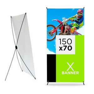 Eco X Banner COMPLETO Poliestireno/Fibra 1.50m x 70cm 4x0 Tecido ECO Sintético Completo Ambiente Interno