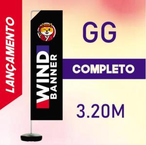 WIND FULL COMPLETO (GG) Base Titan Black Redonda 3.20m x 0.65m Dupla-Face | Impressão Ultra-HD Tecido TecnoSport 100% Sintético RETANGULAR Estrutura de Alumínio Desmontável